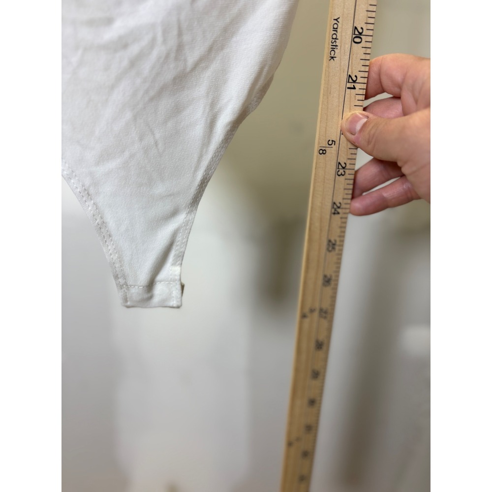 Blashe White Lace Puff Sleeve Bodysuit Pearl‎ Buttons Womens M - Picture 5 of 6